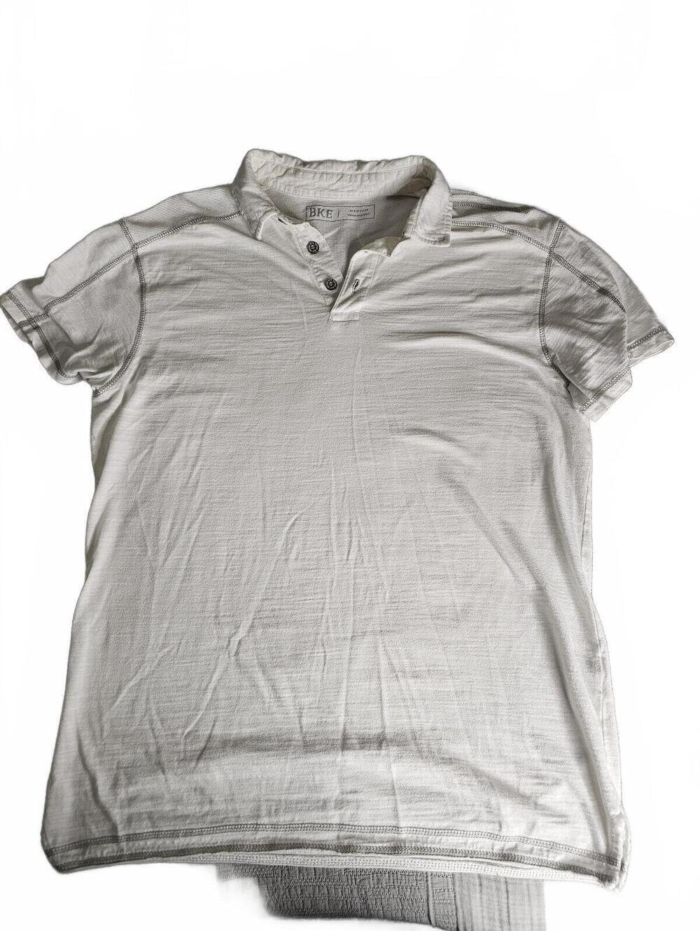 BKE White Short Sleeve Polo Shirt Medium